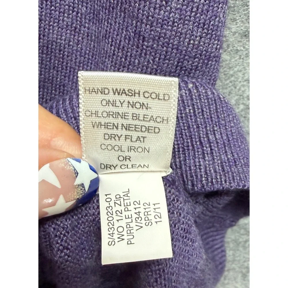 Banana Republic Mens Purple Merino Wool Blend 1/4 Zip Sweater Large Mock Neck